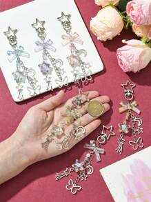 1pc Y2K Style Cute Bow Acrylic Pendant Metal Key Chain Suitable For Women Bag Keyring Gift