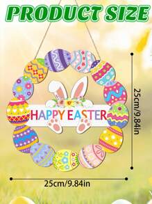 1 pieza - Guirnalda decorativa de madera para puerta de Pascua 2025 - Para señal de puerta frontal, señal de pared, decoraciones de primavera con conejo, cartel hueco de Bonnie, huevos y flores, ¡Bienvenido a colgar en la decoración del hogar, fiesta, al aire libre o interior para Feliz Pascua!