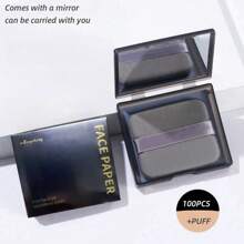 100pcs Portable Facial Oil Absorbing Sheet For Summer, With Linen Material, Makeup Blotting Papers With Mirror And Puff For Oily Skin, Oil-Control And Long-Lasting, Bamboo Charcoal,Blotting Paper,Beauty,Skin Care Products,Spa,Self Care,Skin Care Tools,Face Care,Esthetician Supplies,Skin,Face Wash,Facial
