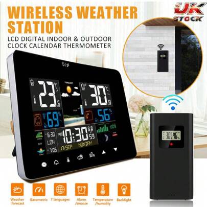 Wireless Weather Station Digital Thermometer Indoor Outdoor Weather Clock Sensor