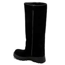 Fancy High Boots With Notched Sole And Pleated Upper - Black - View 4