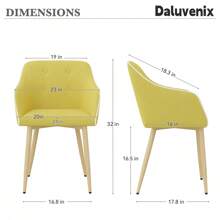 Efoee Set Of 2 Mid-Century Modern Fabric Dining Chairs With Armrests Upholstered Decorative Side Chairs With Wood Metal Legs For Living Room/Dining Room/Bedroom/Dining Room - Yellow - View 3