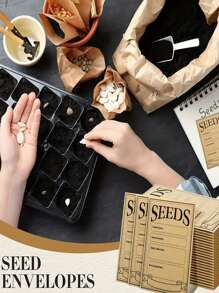 50pcs/100pcs Brown Resealable Seed Envelopes, Vegetable Seed Storage Envelopes, Small Safe Envelopes For Collecting And Sealing Seeds - Multicolor - View 6