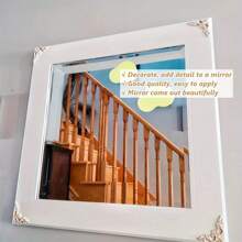 4 件木雕贴花嵌体，未上漆小木角花雕刻贴花适用于镜子橱柜墙壁门柜梳妆台床头柜 DIY 艺术品项目 - 如圖所示 - 查看 5