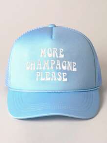 1pc bedrukte "More Champagne Please" Cord Mesh Baseball Cap, Verstelbare Outdoor Zonbescherming Casual Hoed Voor Lente Herfst Reizen Strandvakantie, Y2K Stijl Voor Jongvolwassenen