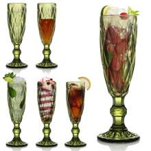 6PCS Crystal Champagne Flutes, 150ml Elegant Wine Glass Goblets,  For Weddings Party Glasses Home Bar Party Decor, Christmas Gift Set With Engraving - 綠色-6PCS - 查看 3