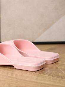 Plus Size Women's Flat Sandals, Sexy Elegant Minimalist Non-Slip Summer Fashion Slides, Black - Pink - View 3