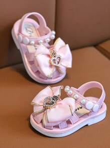 1 双黑色幼儿女童凉鞋，夏季户外沙滩防滑儿童滑鞋