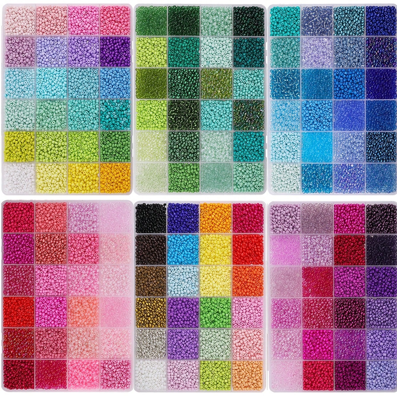 Kit de 5200/36400 cuentas de vidrio de 3mm - 24/168 colores vibrantes DIY para hacer joyería, manualidades y regalos - perfecto para principiantes y