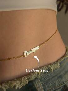 1Pc Personalized Name Waist Chain, Custom Name Belly Chain, Sexy Name Waist Chain, Summer Beach Body Jewelry Fashion Accessories, Ladies Jewelry, Best Friend Gift