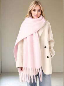 1 pieza Chal y bufanda de gasa con flecos de unicolor para vestido - Rosa - Ver 9