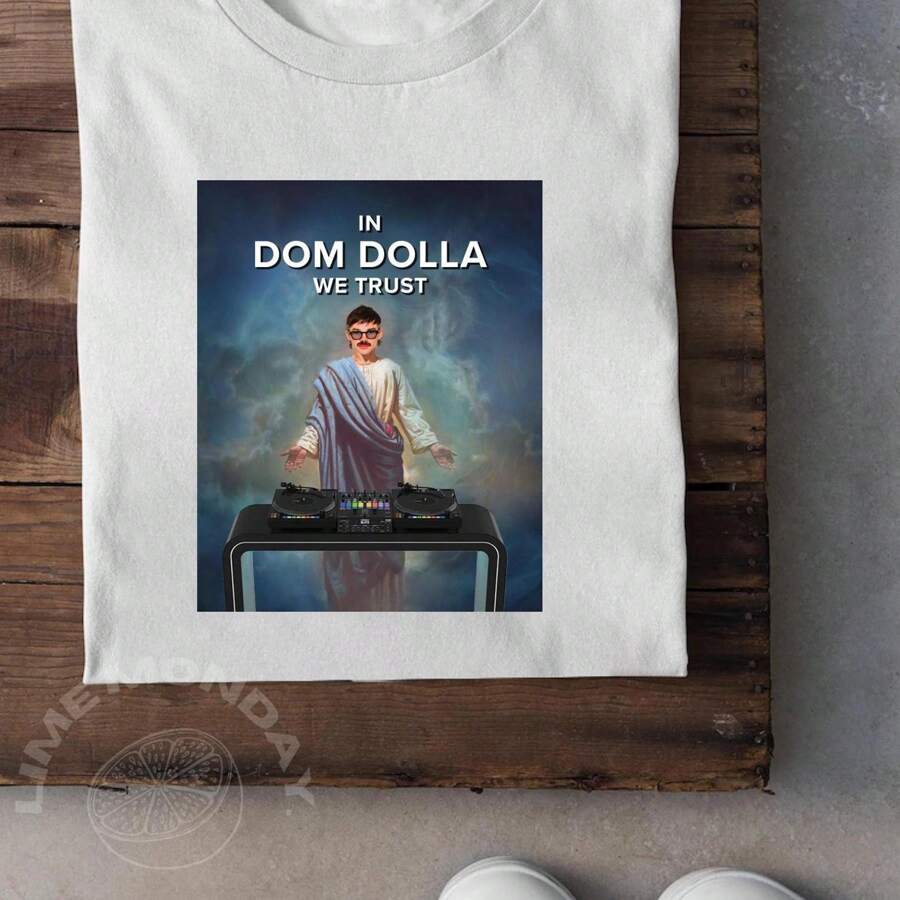 100% Cotton Dom Dolla Shirt X In Dom Dolla We Trust X Funny Meme Shirt House Music Tee Rave Dubstep Top Festival Merch Electronic Dance EDM Club T-Shirt For Women Slightly Versatile Summer Breathable Soft Unisex Print Round Neck Short Sleeve Fashion Homme Comfortable Designer Clothes Top For Everyday Wear - White - View 1