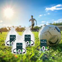 30 pezzi/10 set di souvenir per feste di football, inclusi sacchetti di nastro, braccialetti e etichette in carta marrone, adatti per compleanni, feste di eventi di football e altri eventi sportivi