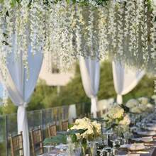 12pcs Artificial Wisteria Flowers 3.6 Feet Artificial Fake Wisteria Vine Hanging Garland Silk Flowers String Garland Artificial Wisteria Vines Rattan Silk Flower String Wedding Party Wall Decorations