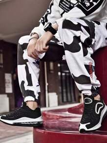 Mens Breathable Mesh Low Top Running Shoes Thick Bottom Heightened