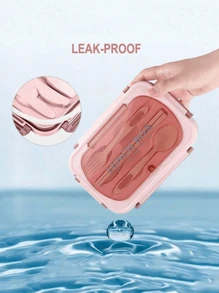 Set Bento Box Adult Lunch Box, Containers For Adults Men Women With 3 Compartments, Lunchable Food Container With Utensils, Sauce Jar, Muffin Liners, Microwave & Dishwasher Friendly, Brown, (Send Knives, Forks, Spoons, And Chopsticks ),Kitchen,Christmas Gift - Pink - View 5