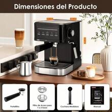 Cafetera Espresso y Cappuccino con Espumador de Leche, Pantalla Táctil Máquina de Café Profesional de Capuchinos Mocha y Latte, Tanque de Agua 1.7L, Barista en casa y oficina, 15 Bares, 850W - 1 - Ver 8