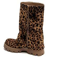 Tall Soft-Handle Bottle With Decorative Zipper And Snap Closure, Sturdy Recessed Bottom - Leopard Print/7656A-1 - View 6