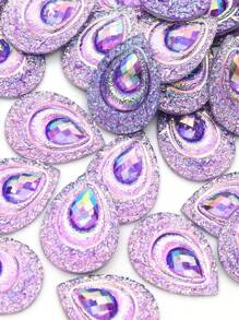 30 piezas/paquete de lentejuelas de resina con forma de lágrima de cola de pavo real de gran tamaño, tamaño de 18*25mm, diamantes de resina con forma de ojo, cristales de resina AB, para manualidades de disfraces de baile - Multicolor - Ver 4