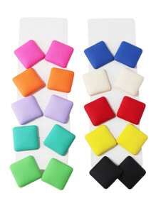 Betykuku 9 Pairs Colorful Heart Shaped Stud Earrings, Minimalist & Fashionable For Casual Daily Wear - square - View 4