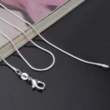 925 Sterling Silver Plated Necklace Women, Silver Fashion Jewelry Snake Chain 1mm Neck 16 18 20 22 24 26 28 30 Inches