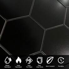 HOMEART 6-Sheet Black Peel And Stick Backsplash Hexagon Tile, Self Adhesive Wall Tile Ceramic Look Stick On Backsplash For Kitchen Bathroom