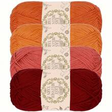 4pcs Soft Acrylic Yarn Skeins - 100% Acrylic, Fluffy & Soft, Suitable For Beginner Crochet Projects - Great For Hats, Gloves, Clothing, Blankets - Multi Colors (Beige, Cream, Yellow), Crochet Yarn