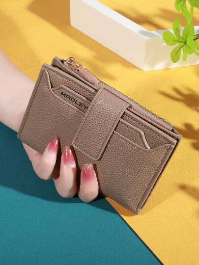 复古纯色短款钱包 便携式双折零钱包 女士信用卡夹钱包 钱包 迷你钱包 小钱包