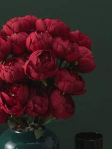 MEHELANY 5/2/1pc 20.1 Inch Artificial Peony Flower, Plastic Stem, Burgundy Vintage Peony Artificial Silk Floral Bouquet, Suitable For Home, Dining Table, Meeting Room Decor, DIY Wedding Party Center Pieces, Mother's Day Gift