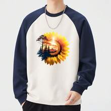 Sunflower Double Exposure Thermal Transfer Brand Fashion Men & Women Popular Style Heat Vinyl Transfer Print Patches, Suitable For Clothing, Backpacks, Hats, Pillows, DIY