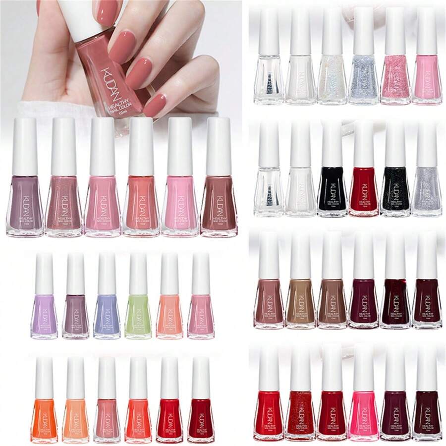 6PCS/Set 10ml Peelable Water-Based Nail Polish, Odorless, Free Baking Quick Drying Lasting Nail Lacquer For Salon DIY At Home, Multicolor For Choice Nails - Multicolor - View 1