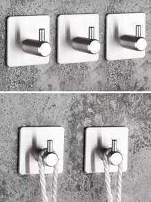 4 件装不锈钢壁钩，防锈浴室毛巾衣帽钩架，粘性衣架，适用于厨房、浴室、衣柜 - 銀色 - 查看 5