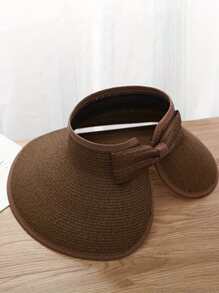 1pc Women's Sun Hat Bucket Hat With Hollow Out Weaved Brim, Suitable For Daily Wear - Multicolor - View 8