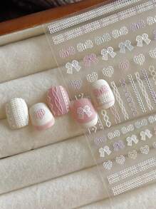 Pegatinas de uñas con lazo estampado, diseño de corazón y cuadros con adhesivo - Decoraciones de arte de uñas, regalos, decoración de cumpleaños, graduación, habitación, hogar, pared, baño, dormitorio, sala de estar, casa, papel tapiz personalizado
