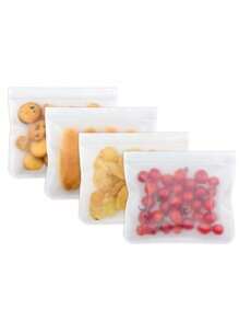 5pcs Reusable Food Storage Bags - Silicone Freezer Bags, Leakproof & Airtight, Stand Up Bags For Meat, Fruit, Vegetables - Multi-Purpose Food Organizer
