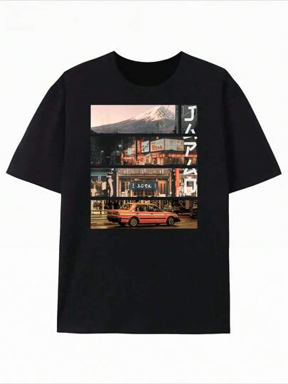 Plus Size Aesthetic Style Vaporwave Japan 80s 90s Tokyo Osaka Street T-Shirt 220g Heavy Cotton T Shirt