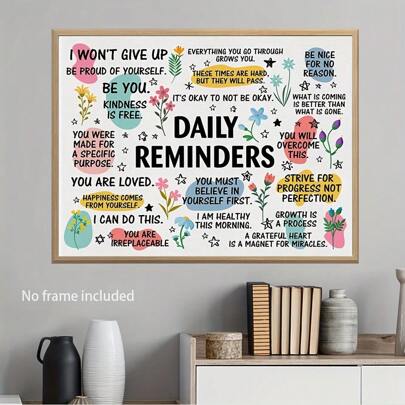 1PC Inspirational Daily Reminders Canvas Poster Motivational Wall Art For Home, Office, Cafe - Frameless, Featherless - Ideal For Birthday & Holiday Gifts Graduation