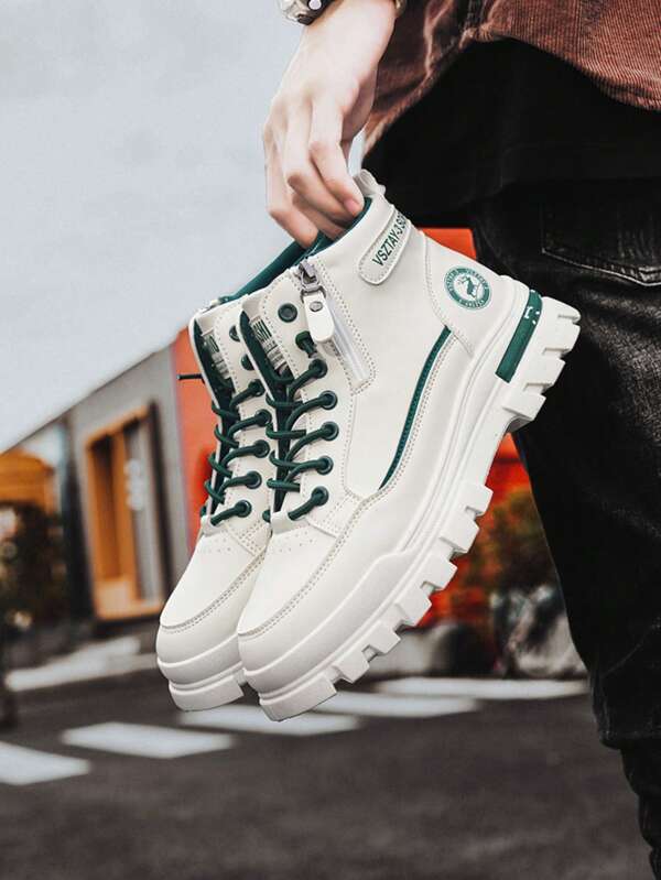 Herren Lässig Einfarbig Patchwork Reißverschluss Kordelzug vielseitig bequeme Sportschuhe Stiefel, Frühling/Sommer