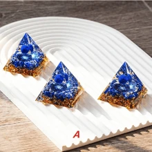 1pc Crystal Triple Protection Pyramid With Black Tourmaline, Tiger Eye And Hematite Quartz - Flower Of Life Pyramid, For Spiritual Healing, Meditation, Yoga, Reiki Gifts, Office, Home Decor - Multicolor - View 3