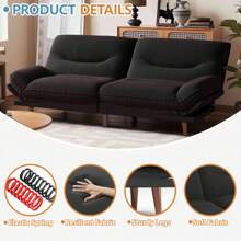 Furniwell Convertible Futon Sofa Bed, Comfy Loveseat Sleeper Sofa With Adjustable Backrest Armrest, 2 Seater Twin Futon Couch For Living Room Bedroom - màu đen - Xem 7