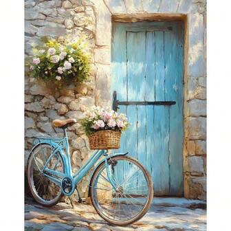1/2pcs Diy Painting By Numbers Kit Front Bicycle Modern Wall Art Picture By Numbers Wall Art For Home Decor Craft 40x50cm/16x20inch Without Frame