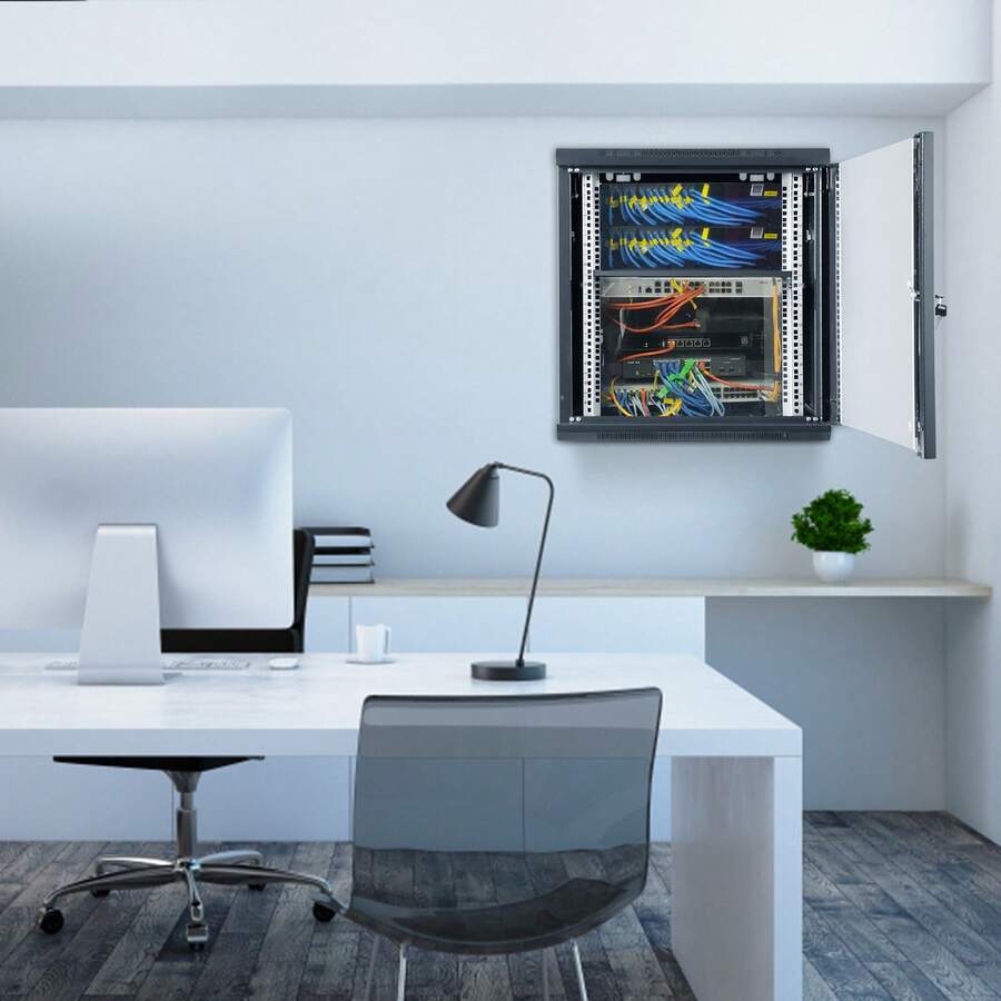 12U/15U/6U/9U Wall-Mounted Server Network Cabinet, 15.5'' Depth, Secure ...