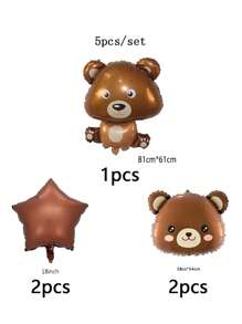 Set de 1 a 5 globos con diseño de oso, decoración para fiesta de cumpleaños con tema de animales, globos de papel de aluminio