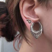 2 piezas de pendientes perforados con diseño de esqueletos estilo punk, expansores, dilatadores de acero inoxidable, joyería corporal para hombres y mujeres