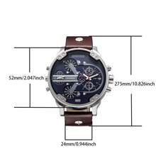 1 chiếc đồng hồ nam CAGARNY mặt lớn 6820, hiển thị hai múi giờ, dây da giả, máy quartz, có chức năng hiển thị ngày, đồng hồ đeo tay nam hợp kim thời trang, kiểu dáng thường ngày. - Một cỡ - Xem 6