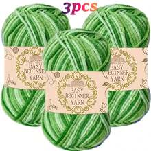 3 Bundles 5-Ply Gradient Color Acrylic & Wool Blended Yarn, Suitable For DIY Crochet And Knitting Sweaters, Scarves, Hats, 50g*3