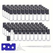 80pcs  0.17oz Clear Glass Roller Bottles With Black Caps & Stainless Steel Rollers For DIY Essential Oil And Perfume Blends - Odorless, Easy To Clean