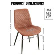 Brown Leathaire Dining Chairs Set Of 2 Mid-Century Modern Leathaire Chairs Kitchen Living Room Armless Side Chair With Metal Legs Set Of 2 - Brown + Faux Leather + Foam as pic - View 2