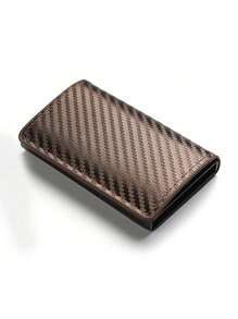 1PC Automatically Pop Up Credit Case Business Holder Aluminum Alloy Pack Bank Case Metal Clip-Mw Wallet Purse Wallet Mini Wallet Card Wallet - Brown - View 5