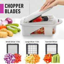 Mueller Pro-Series All-In-One, 12 Blade Mandoline Slicer For Kitchen, Food Chopper, Vegetable Slicer And Spiralizer, Cutter, Dicer, Grater, Kitchen Gadgets Sets With Container, White Sand/Gray - 綠色 - 查看 11
